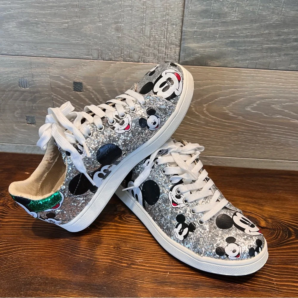Master of Arts MOA Mickey Mouse Sneakers Women‎ US 6 Leather Sparkles